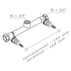 Base Misturador para Box e Banheira 2116 Fabrimar - Tigre Metais