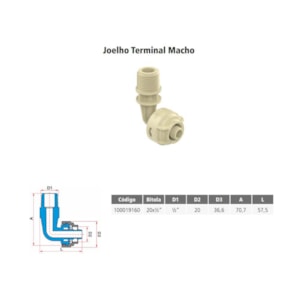 ClicPex Joelho Terminal Macho Tigre 20x1/2