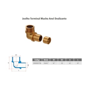 ClicPex Joelho Terminal Macho Tigre 20x3/4