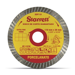 Disco de Corte Diamantado para Porcelanato 110 x 20 mm Starrett DDP110