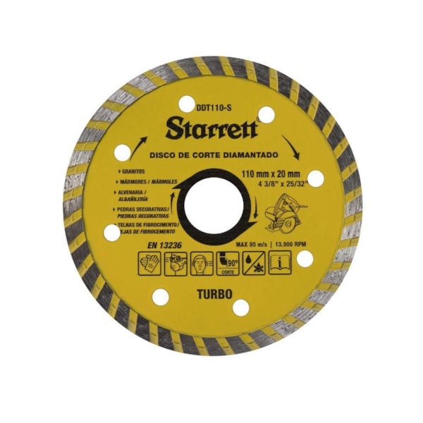 Disco de Corte Diamantado Turbo 110 x 20 mm Starrett DDT110
