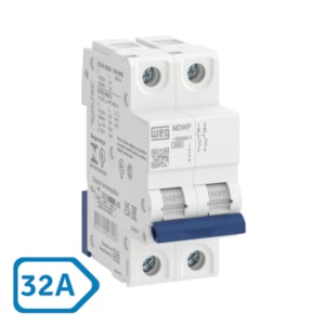 Disjuntor Bipolar Termomagnético 32A MDWP DIN  Curva C Weg