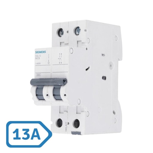 Disjuntor DIN Bipolar 13A Curva C Siemens 5SL1