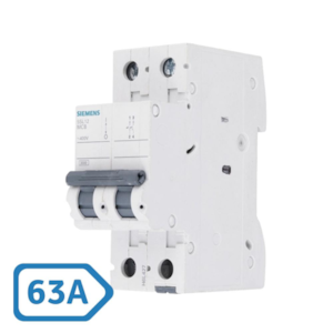 Disjuntor DIN Bipolar 63A Curva C Siemens 5SL1
