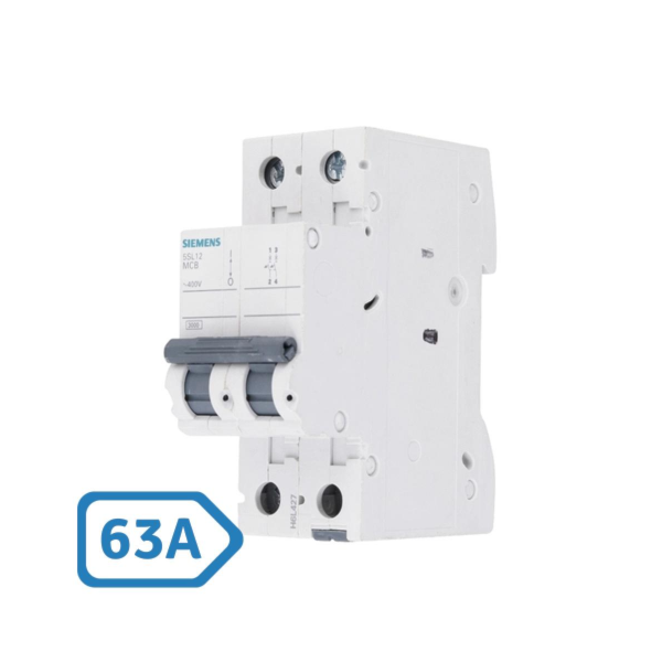 Disjuntor DIN Bipolar 63A Curva C Siemens 5SL1