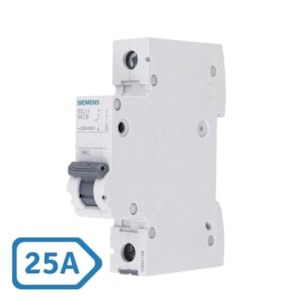 Disjuntor DIN Monopolar 25A Curva C Siemens 5SL1