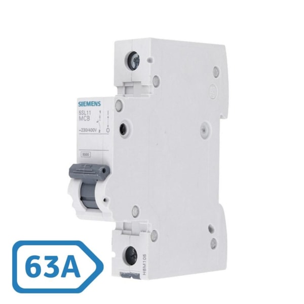 Disjuntor DIN Monopolar 63A Curva C Siemens 5SL1