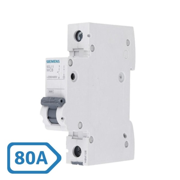Disjuntor DIN Monopolar 80A Curva C Siemens 5SL1