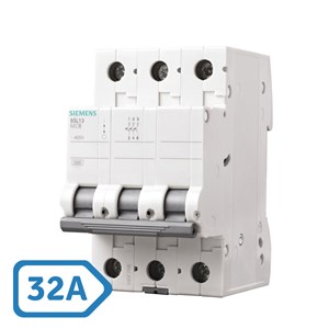 Disjuntor DIN Tripolar 32A Curva C Siemens 5SL1
