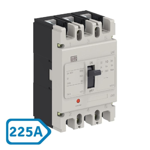 Disjuntor Weg DWP Tripolar 225A 20KA Caixa Moldada
