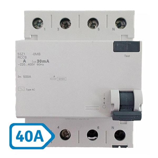 Dispositivo Diferencial Residual DR Tetrapolar 40A 5SV5344-0MB SIEMENS / IRIEL