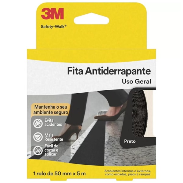 Fita Adesiva Antiderrapante 3M Safety-Walk 50mm x 5m Preta