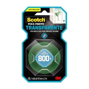 Fita Dupla Face Fixa Forte Transparente 3M Scotch 19mm x 2m