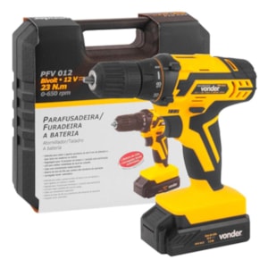 Furadeira e Parafusadeira Bateria 12V Carregador Bivolt Automático PFV 012 Vonder