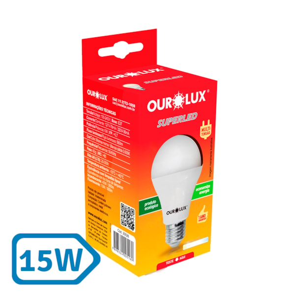 Kit 10 Lâmpadas 15W Superled Bivolt 6500K Ourolux