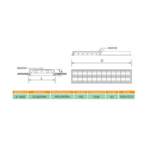 Luminária calha Acrux de embutir 2x28 T5 BLAN (A-1685)