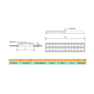 Luminária Calha de embutir 4x14w T5 BLAN (A-1670/1675)