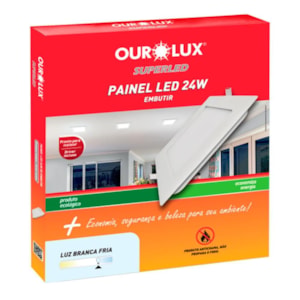 Luminária Plafon Led Embutir 24w 6500k Quadrado Branco Ourolux