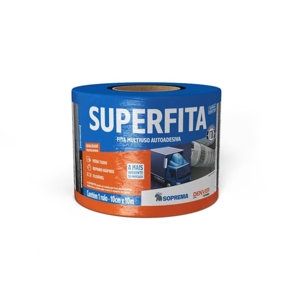Manta Fita Adesiva Asfáltica Aluminizada Telhado Superfita 10cm X 10m Denver