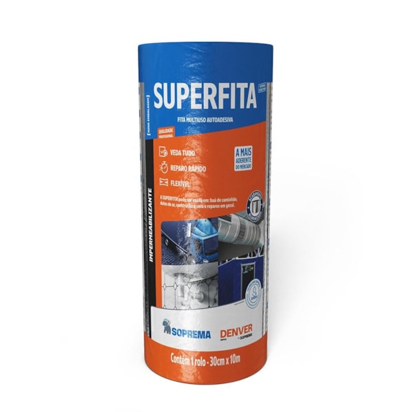 Manta Fita Adesiva Asfáltica Aluminizada Telhado Superfita 30cm X 10m Denver