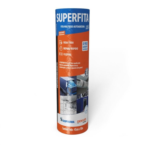 Manta Fita Adesiva Asfáltica Aluminizada Telhado Superfita 45cm X 10m Denver
