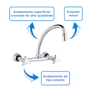 Misturador de Cozinha Parede Aquarius 1258 Fabrimar