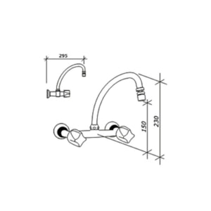 Misturador de Cozinha Parede Digital Line 1258 Fabrimar Tigre Metais