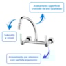 Misturador de Cozinha Parede Pratika 1258 Fabrimar