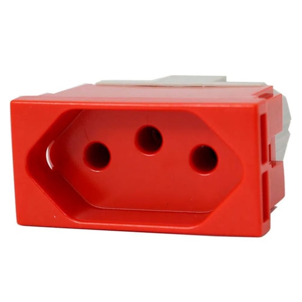 Módulo Tomada 2 Polos + Terra 10A Vermelho Pial Plus Legrand 615039