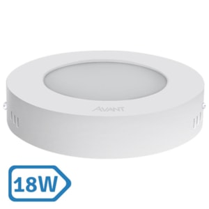 Painel Plafon Led 18W Sobrepor Redondo Branco 6500K Avant