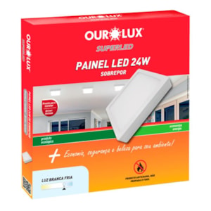 Painel Plafon Led 24W Sobrepor Quadrado Branco 6500K Ourolux