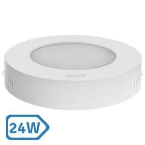 Painel Plafon Led 24W Sobrepor Redondo Branco 6500K Avant