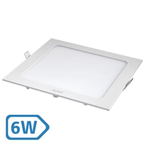 Painel Plafon Led 6W Embutir Quadrado Branco 6500K Avant