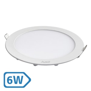 Painel Plafon Led 6W Embutir Redondo Branco 6500K Avant