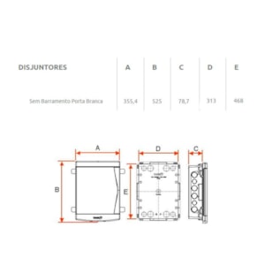 Quadro de Distribuição Embutir PVC 27/36 Disjuntores sem Barramento Branco Tigre