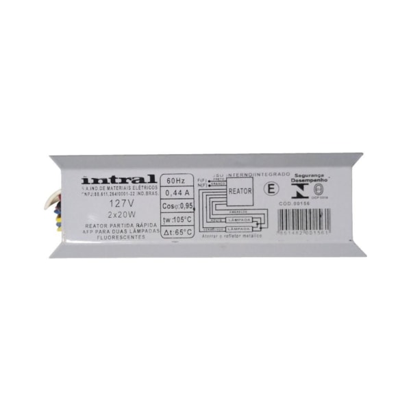 Reator Partida Rápida Intral 2x20x127V 00156
