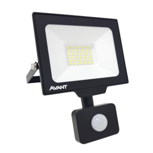 Refletor Led Sensor de Presença 30w 6500k Preto Avant