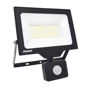 Refletor Led Sensor de Presença 50w 6500k Preto Avant