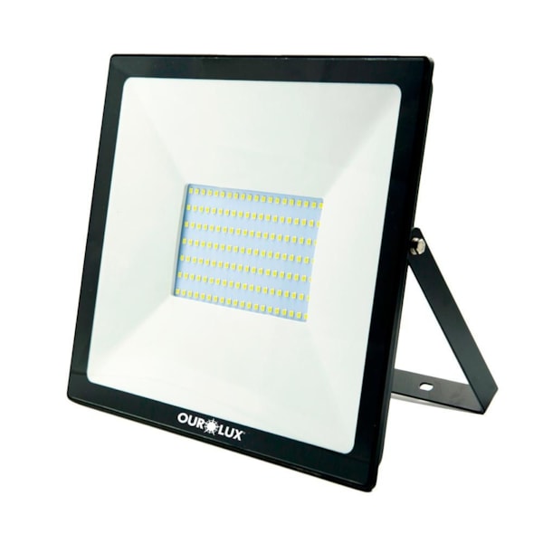 Refletor Led Slim 100w 6500k Bivolt Preto Ourolux