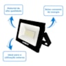 Refletor Led Slim 20w Bivolt Preto 6500k Ourolux