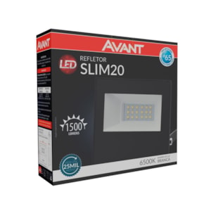 Refletor Led Slim 20w Preto 6500k Avant