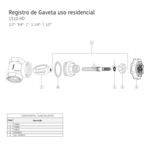 Registro de Gaveta Bruto 1510 1.1/2'' Deca Predial e Residencial