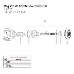 Registro de Gaveta Bruto 1510 1.1/4' DECA