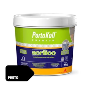 Rejunte Acrílico Portokoll Preto Intenso 1Kg