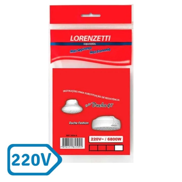 Resistência Bella Ducha 4T / Fashion 220V 6800W 3056-A Lorenzetti