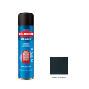 Tinta Spray Decor Preto Brilhante 360ML Colorgin