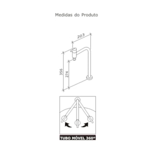 Torneira de Cozinha Mesa Tubo Alto 90º Gioia 1166 Fabrimar