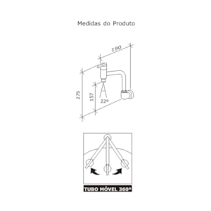 Torneira de Cozinha Parede Bica Móvel Gioia 1168 Fabrimar