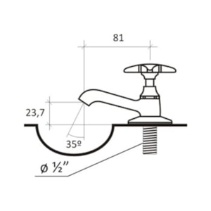 Torneira de Lavatório para Mesa Gyro 1193 Fabrimar