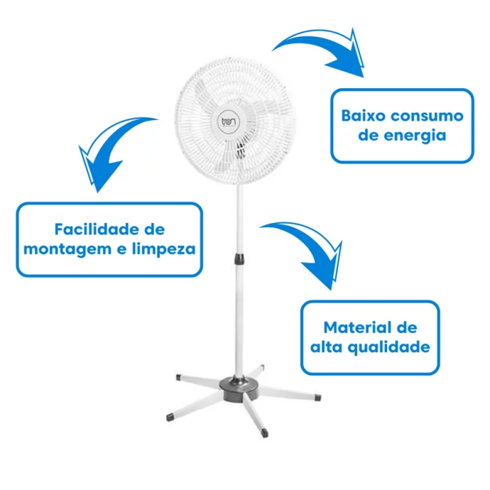 Ventilador De Coluna Tron 50cm Aço Branco Bivolt - TEM NA TRENA